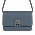 Burberry Grey Leather TB Flap Shoulder Bag