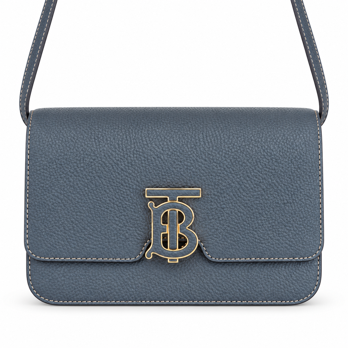Burberry Grey Leather TB Flap Shoulder Bag