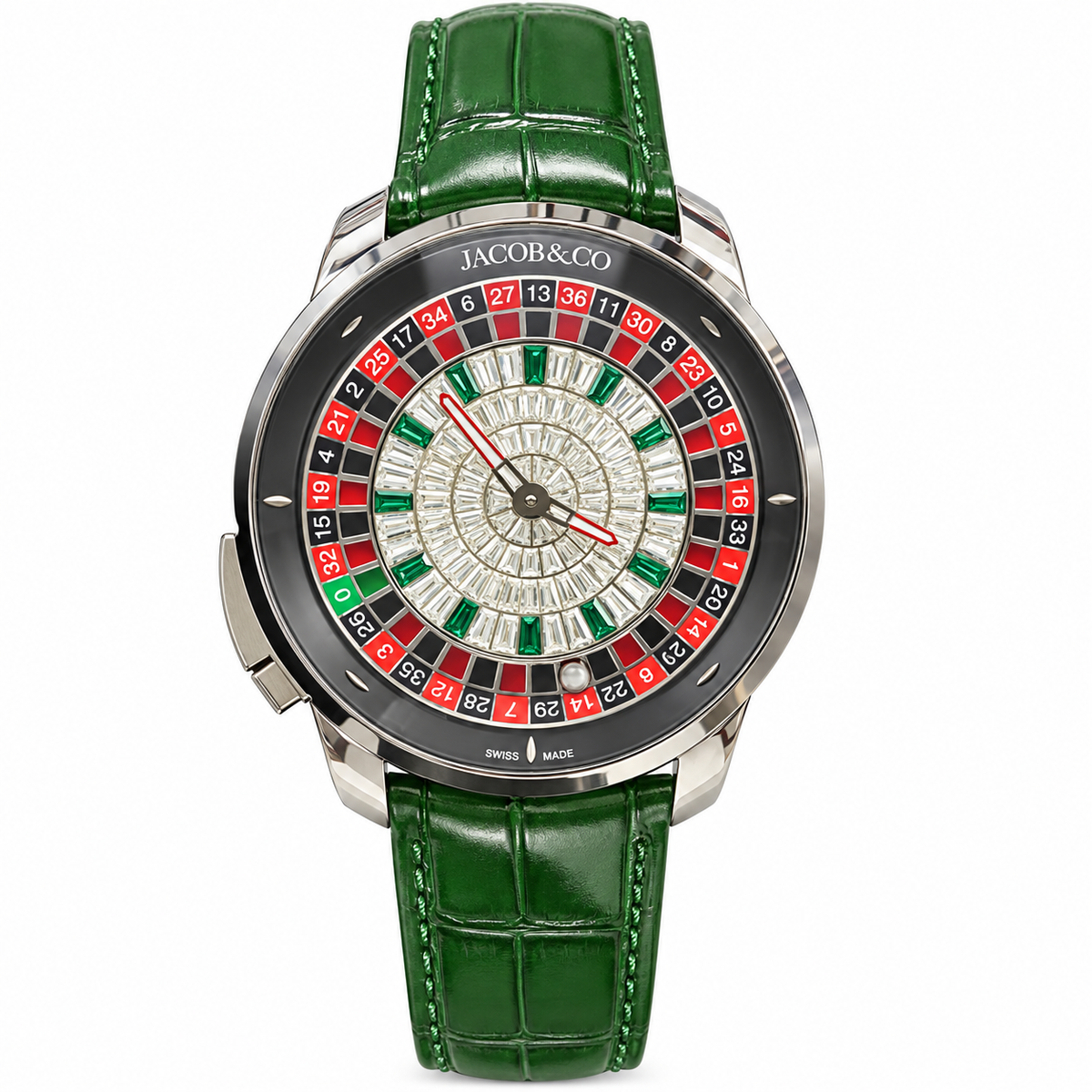 Jacob & Co. Casino Tourbillon Diamond Roulette Green Leather Watch
