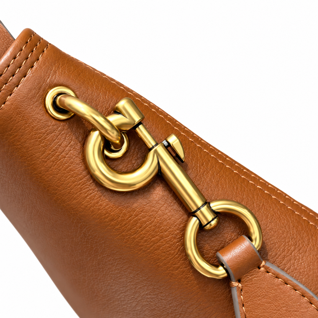 Burberry Leather Bucket Bag with Check Strap