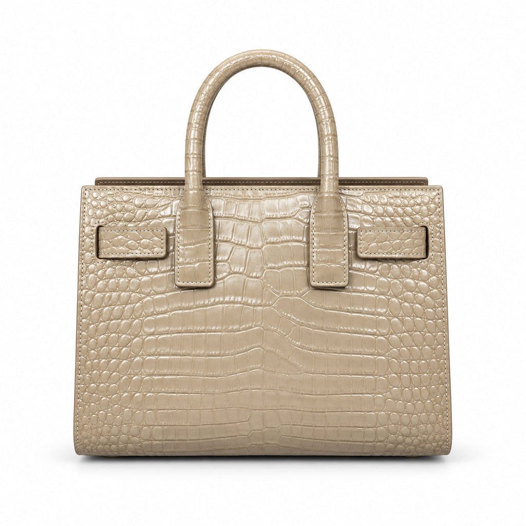 Saint Laurent Sac de Jour Bag – Beige Croc Embossed