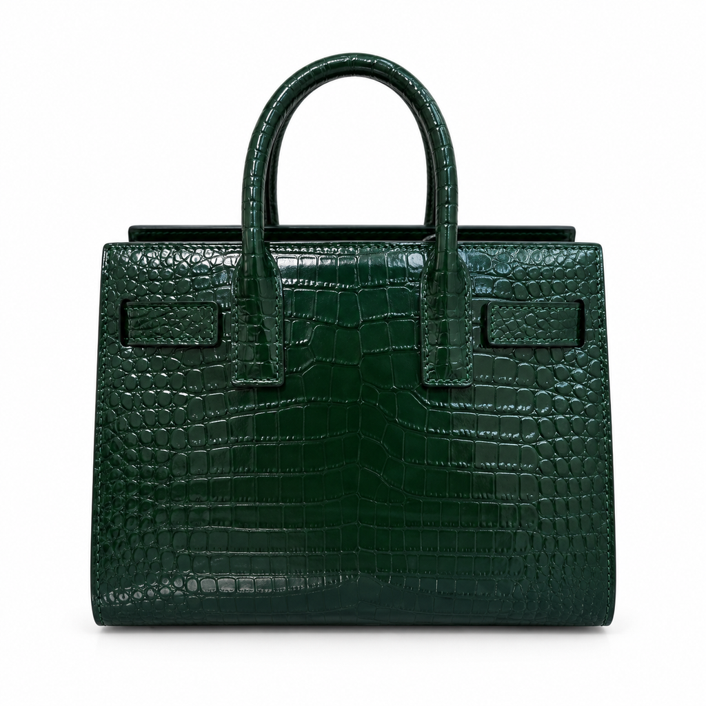 Saint Laurent Sac de Jour Bag – Forest Green Croc Embossed