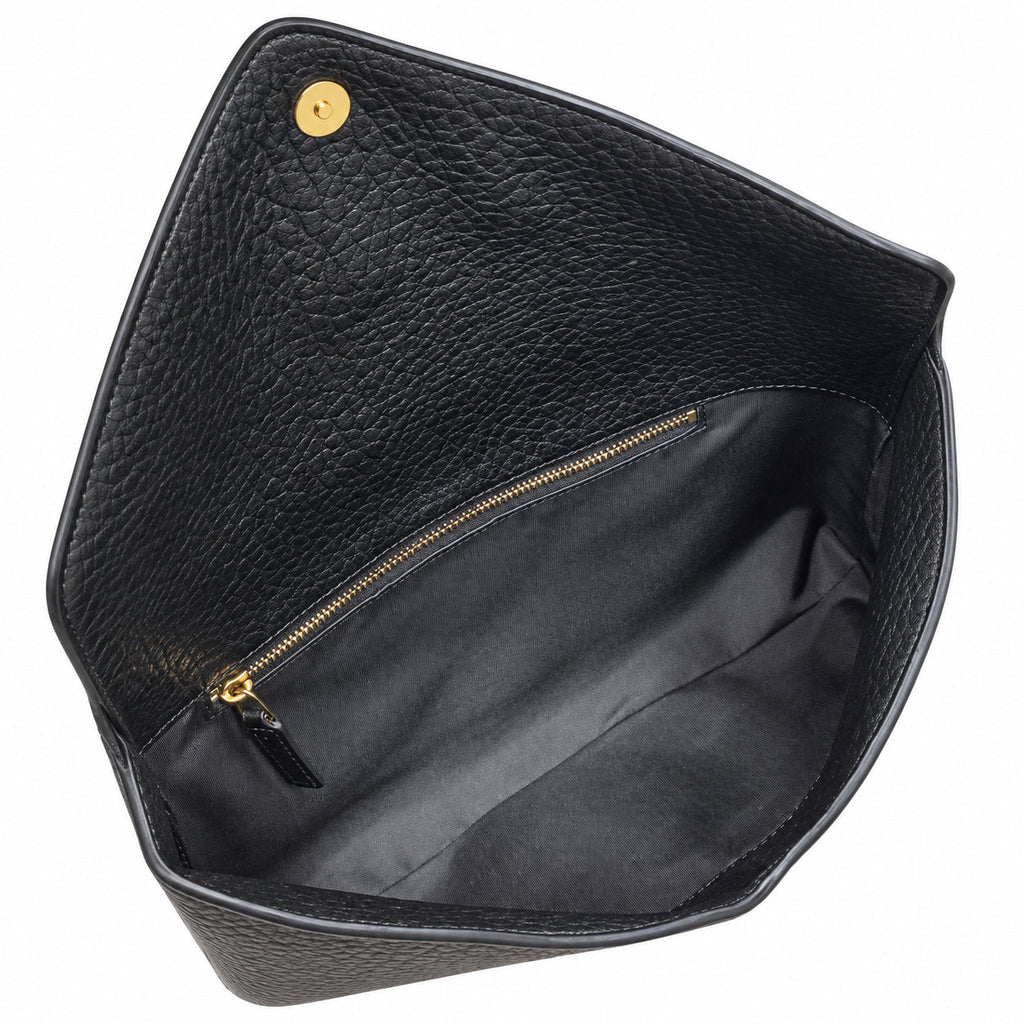 YSL Saint Laurent Cassandre Large Envelope Pouch in Black Grained Leather