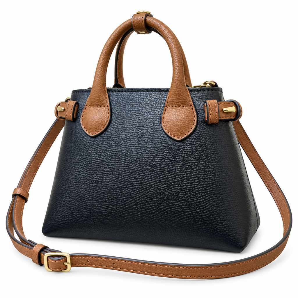 Burberry Navy Leather Top Handle Bag