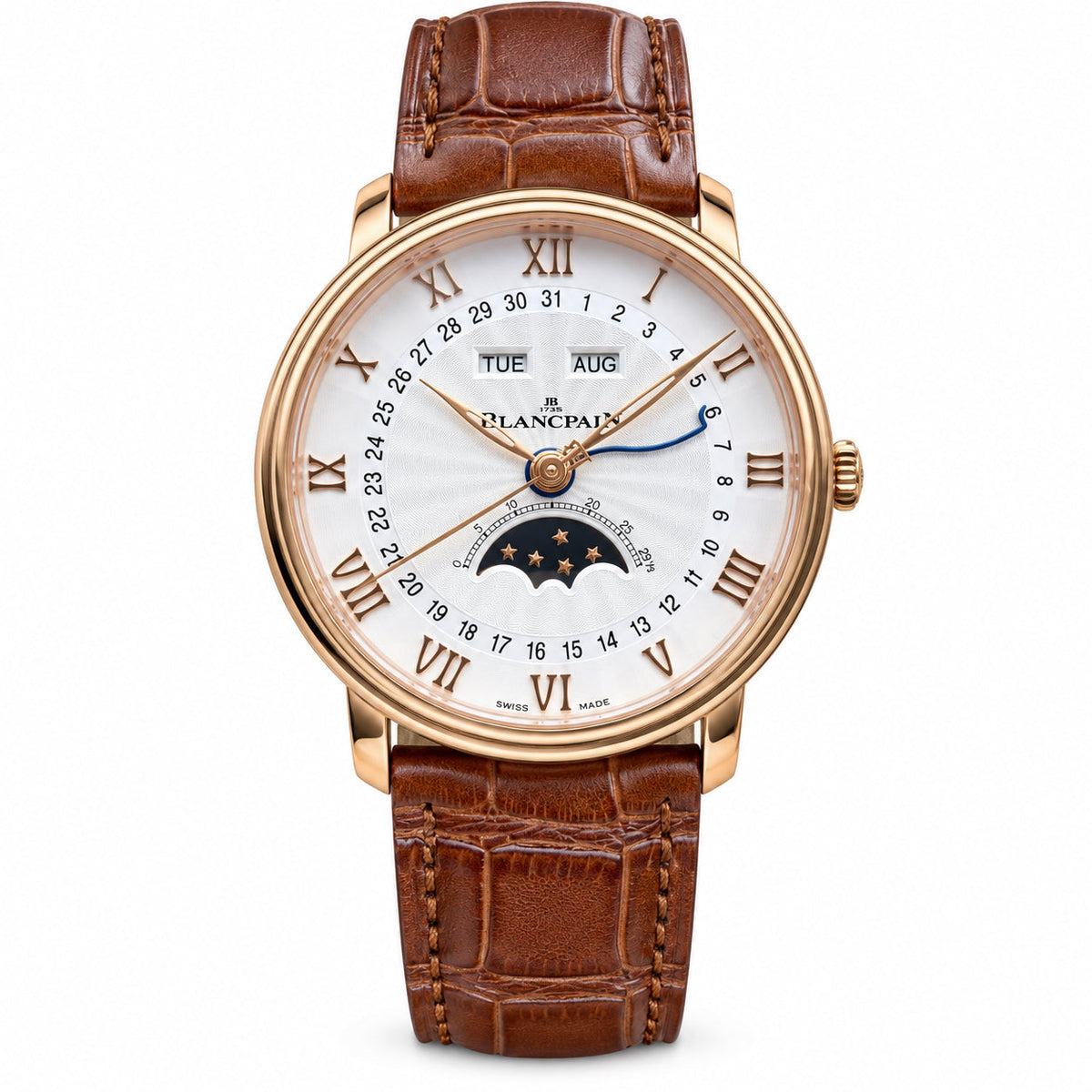 Blancpain Villeret Quantieme Complet rose gold moonphase complete calendar white dial brown alligator strap