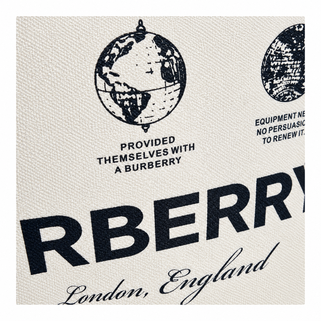 Burberry Globe Print Logo Tote Bag