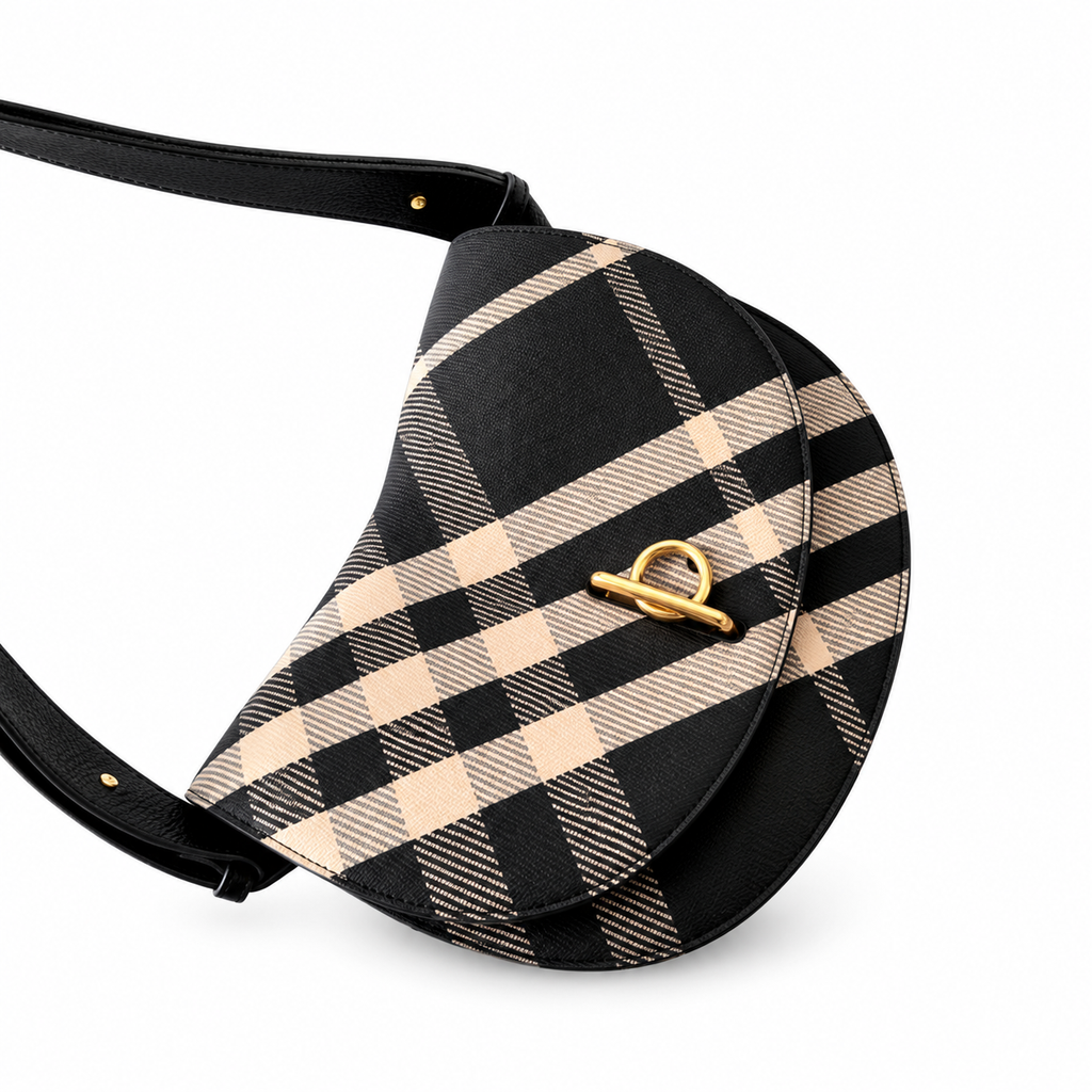 Burberry Black Check Saddle Bag