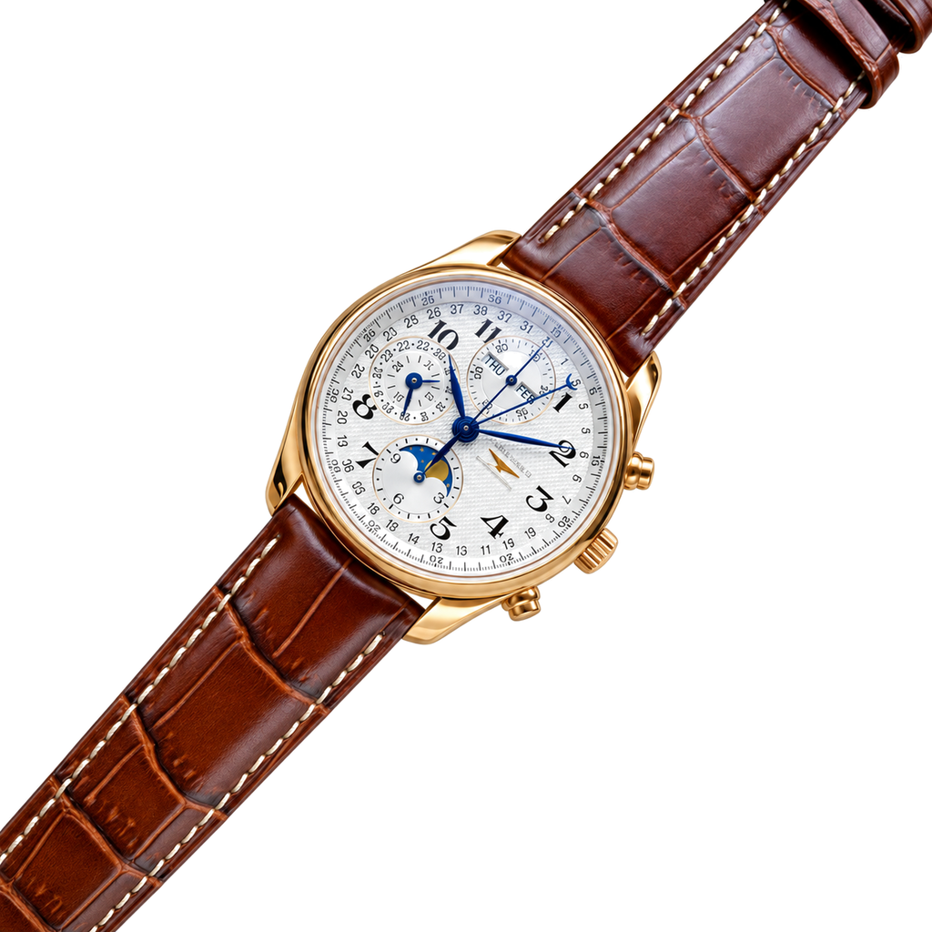 Longines Master Collection Moonphase Chronograph Yellow Gold Watch