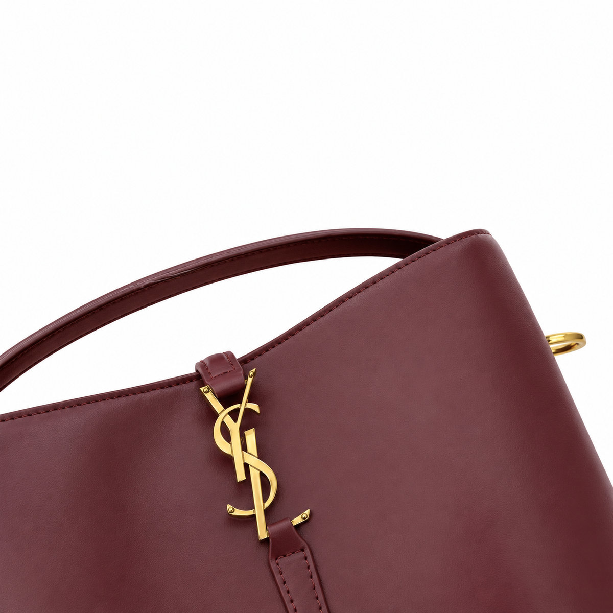YSL Saint Laurent Le 37 Bucket Bag in Burgundy Smooth Leather