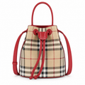 Burberry Check Bucket Bag with Red Trim