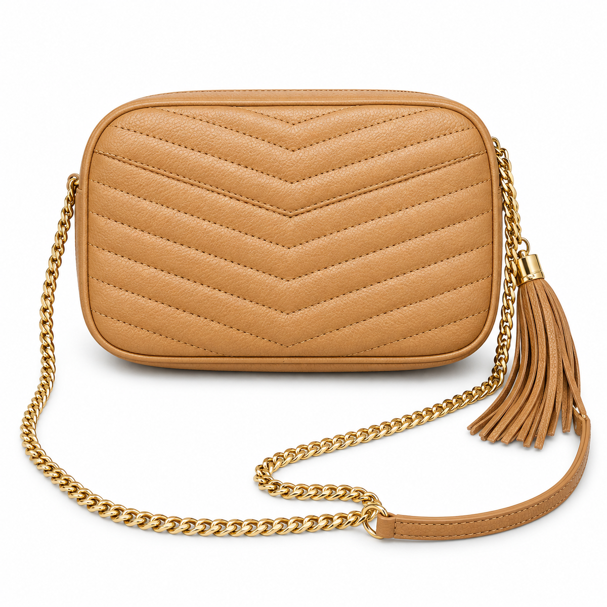 YSL Saint Laurent Lou Camera Bag in Caramel Matelassé Leather