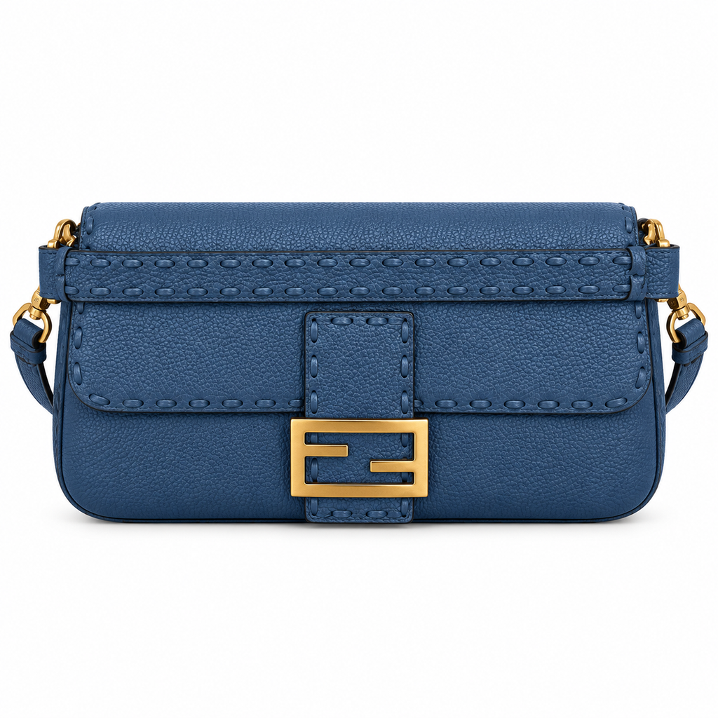 Fendi FF Shoulder Bag – Jacquard Canvas & Leather Trim, Flap Closure, 26cm