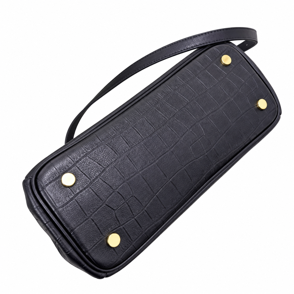 Burberry Croc-Effect Tote with Shoulder Strap