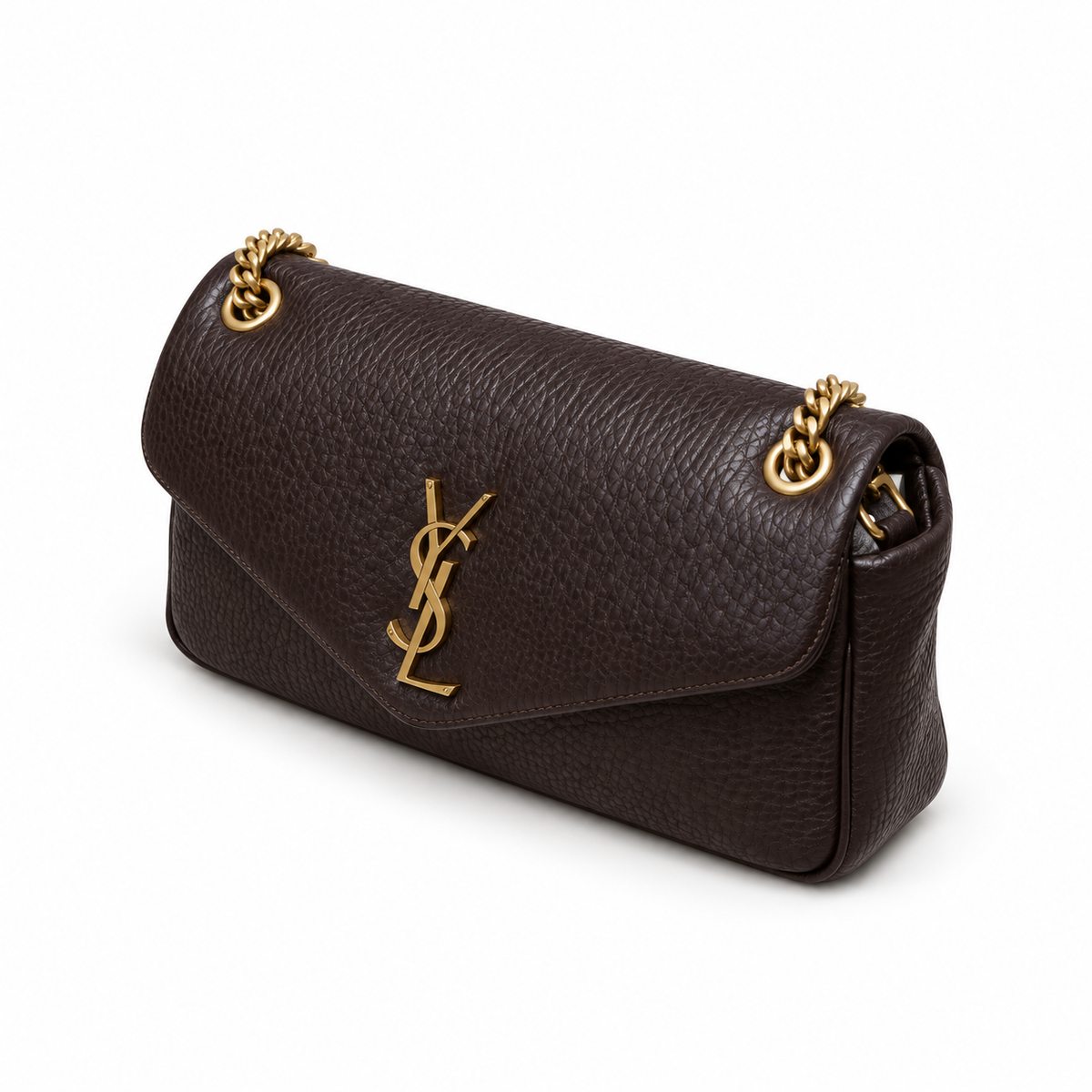 YSL Saint Laurent Envelope Chain Bag Dark Brown