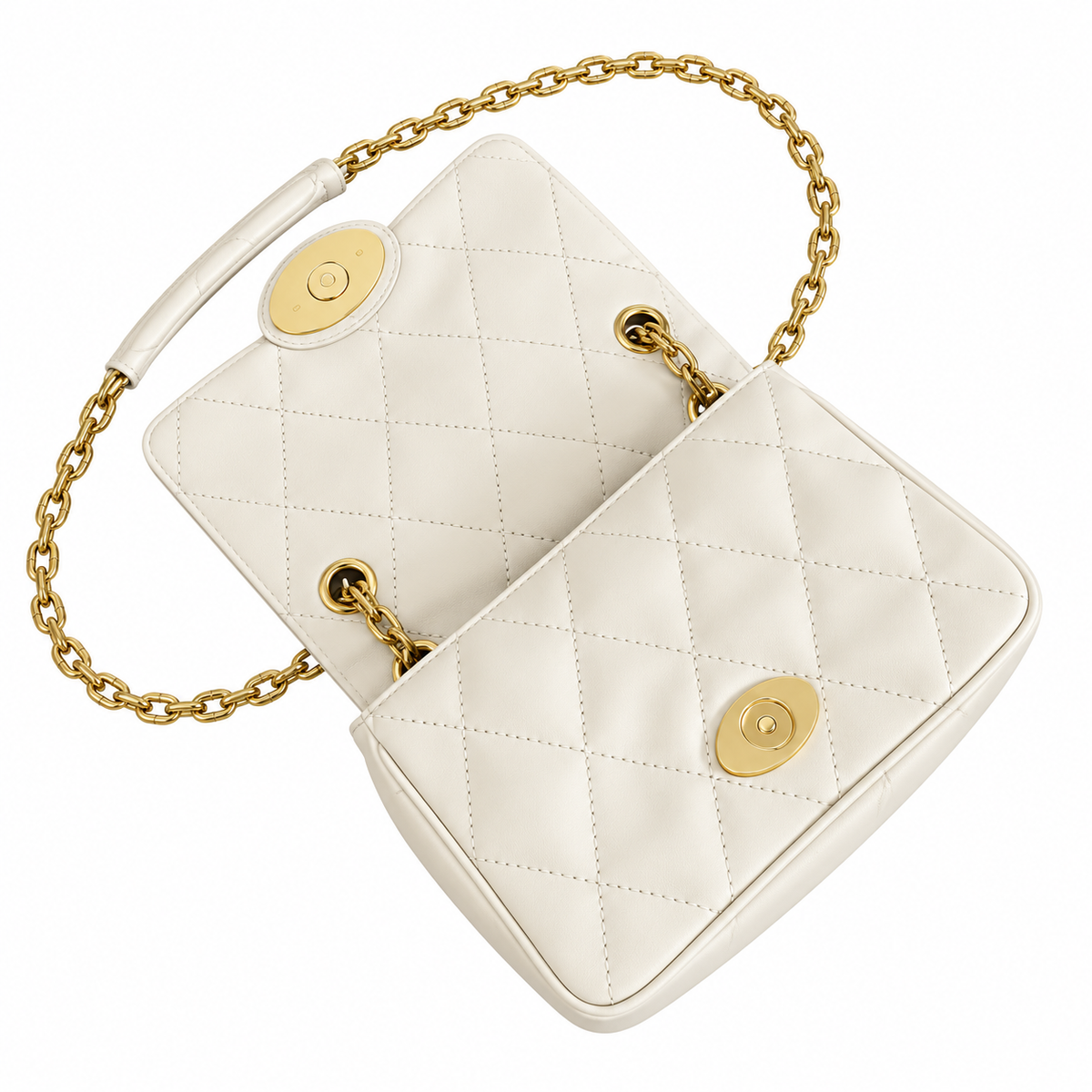 Burberry White Quilted Chain Shoulder Bag