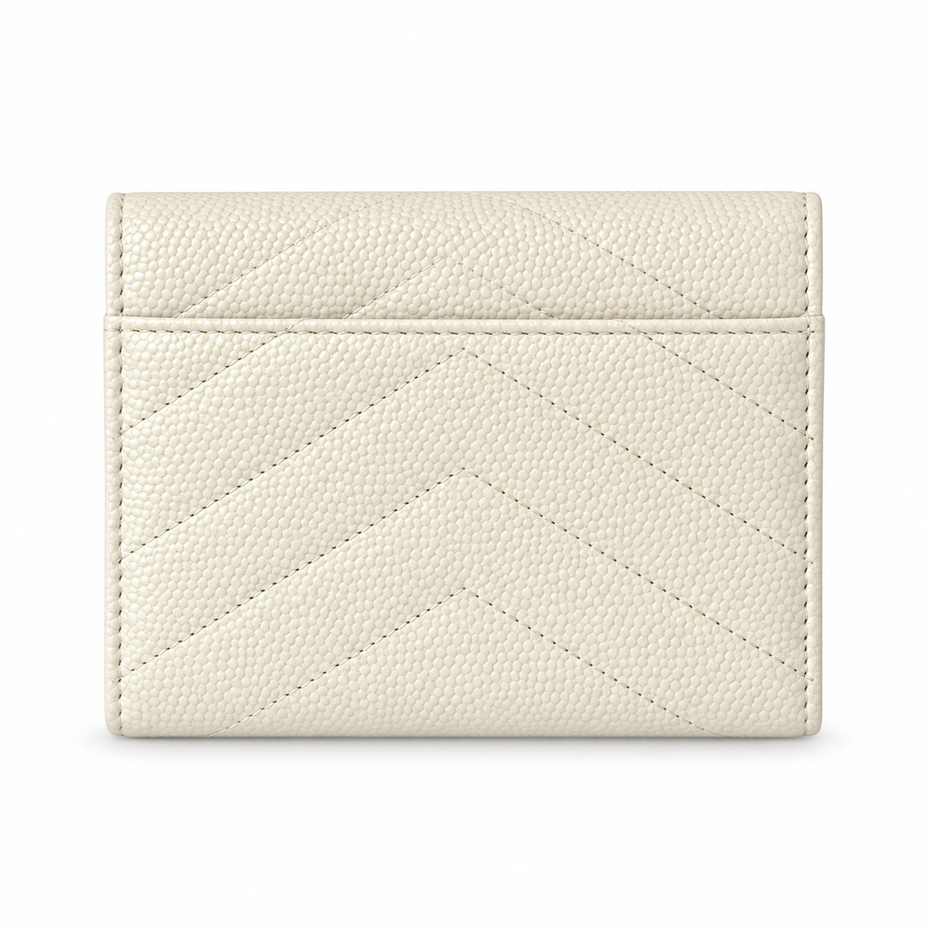 YSL Saint Laurent Monogram Small Flap Wallet Ivory