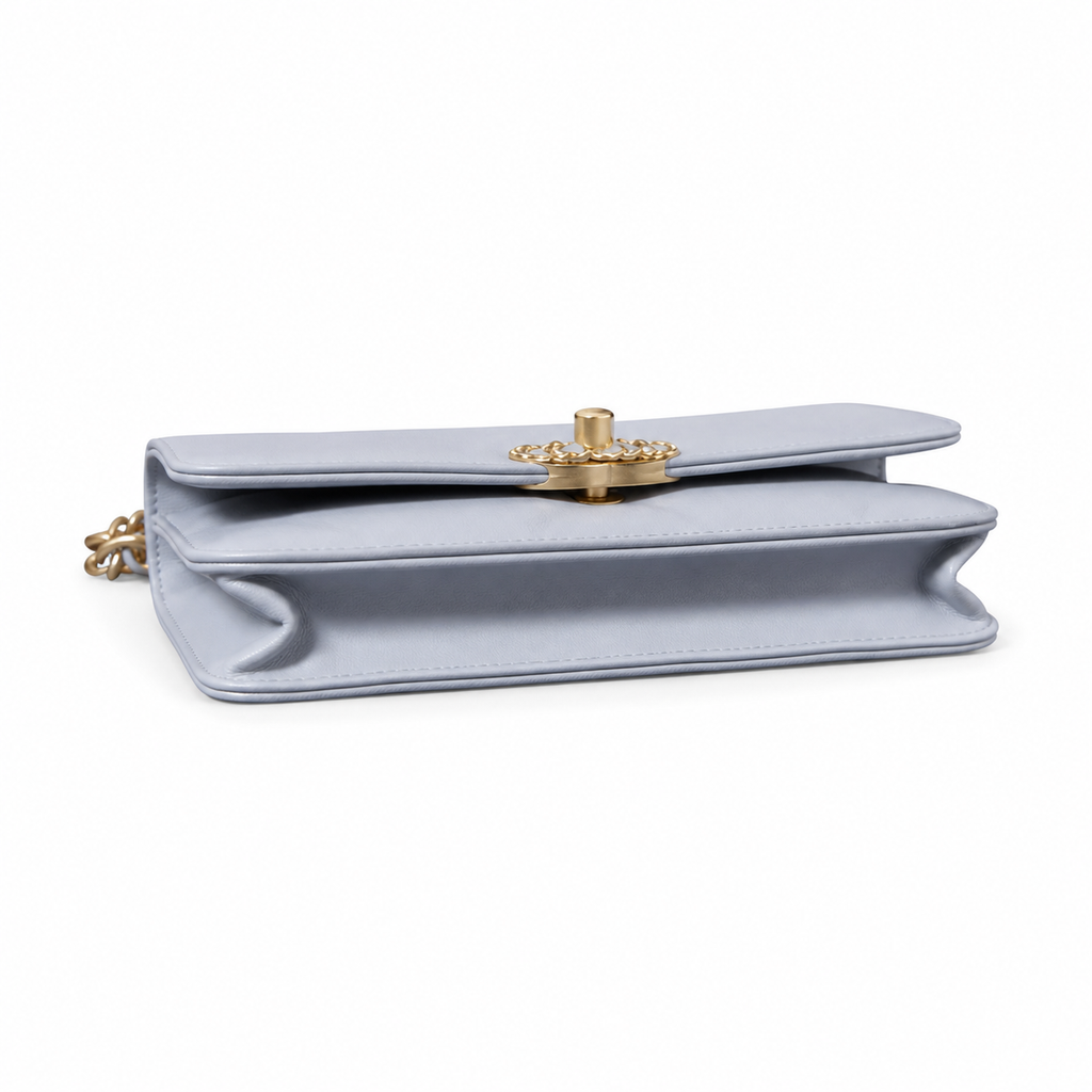 Chanel Classic Quilted Slim Flap Bag | CC Turn-Lock Leather Chain Strap — 12x19.5cm