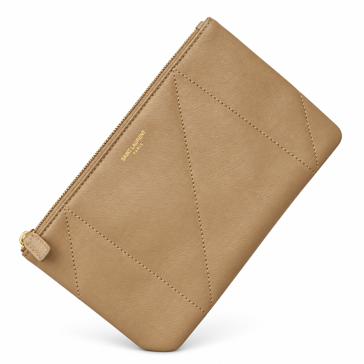 YSL Saint Laurent Bougeoir Drawstring Tote in Sand Quilted Suede