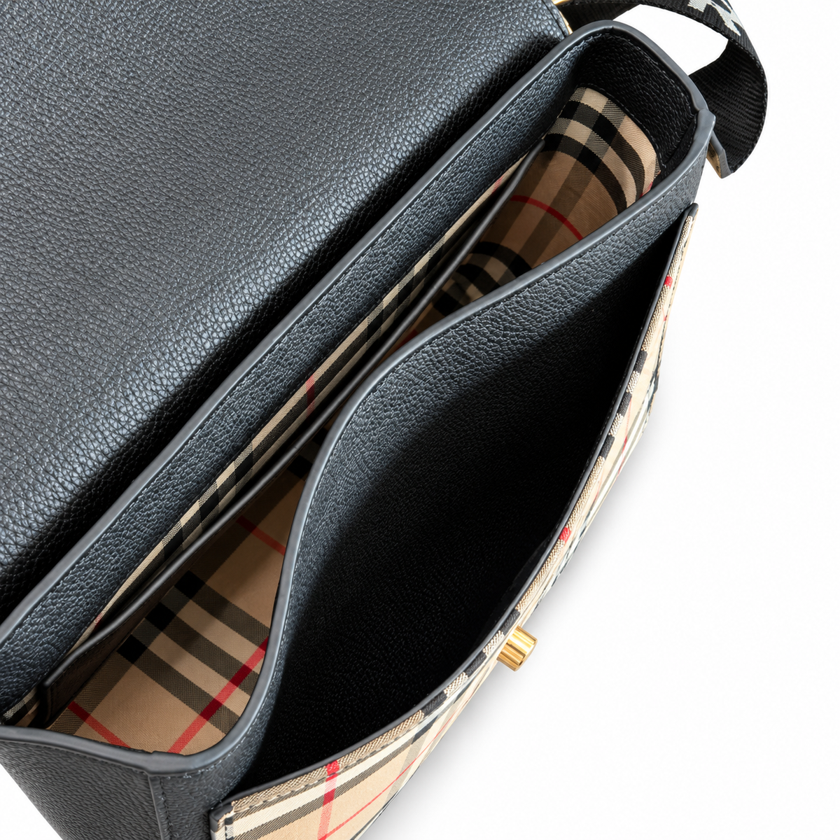 Burberry Check Trim Leather Crossbody Bag
