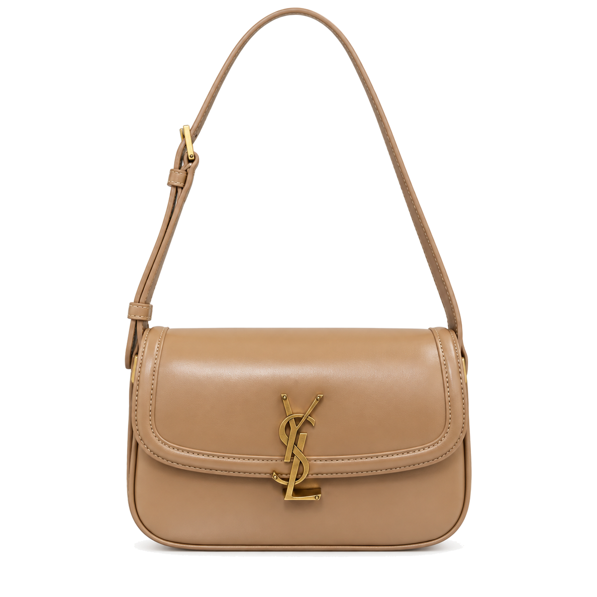 YSL Solferino Shoulder Bag Beige Calfskin Leather