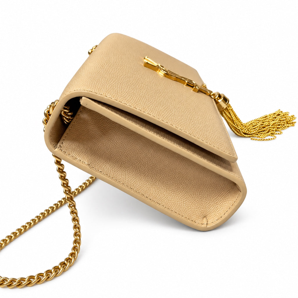 Saint Laurent YSL Kate Tassel Bag – Beige Smooth Leather Gold