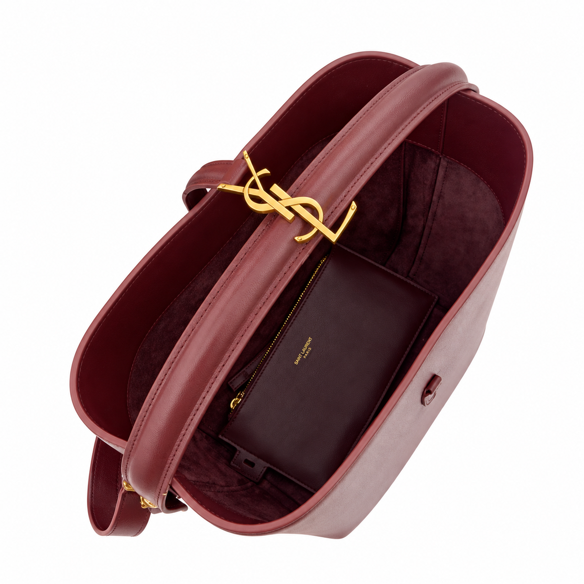 YSL Saint Laurent Le 37 Bucket Bag in Burgundy Smooth Leather