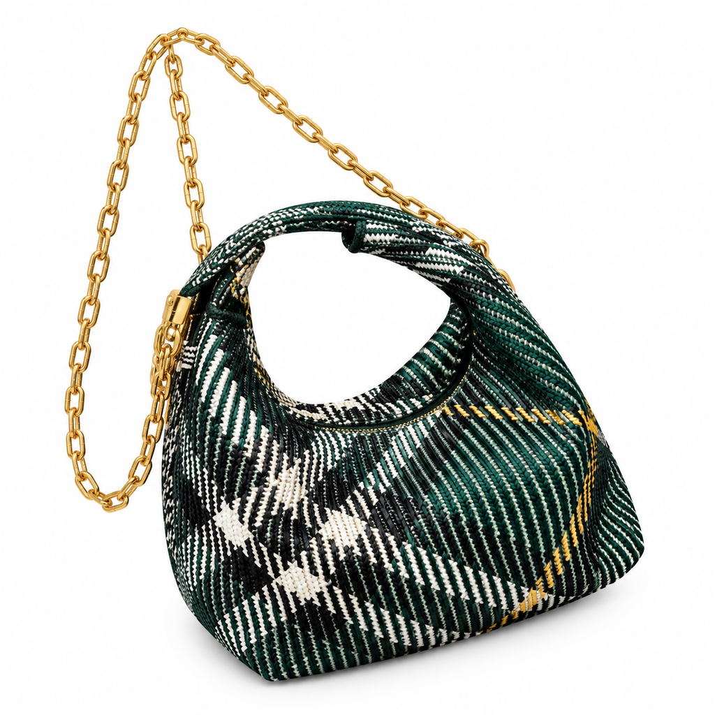 Burberry Woven Check Chain Shoulder Bag