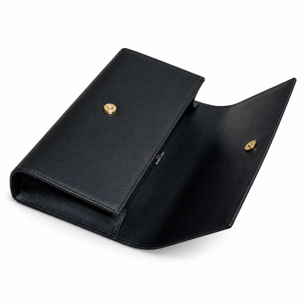 Saint Laurent Cassandre Clutch – Black Leather