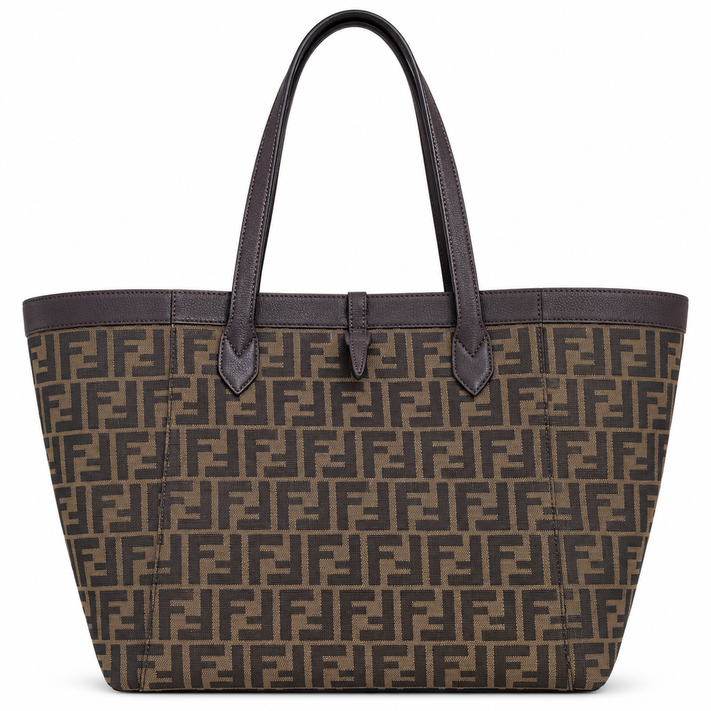 Fendi FF Large Tote Bag – Jacquard Canvas & Leather Handles, 32.5cm