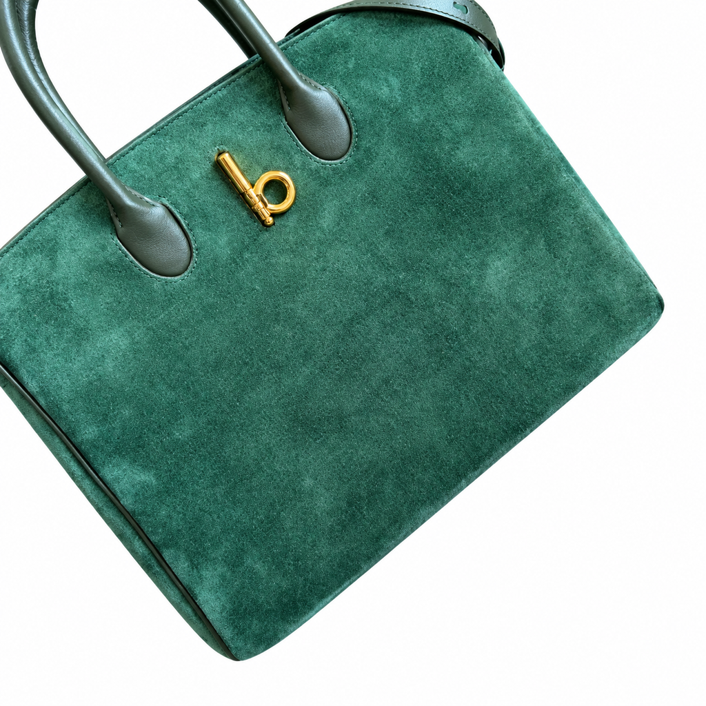 Burberry Green Textured Tote Bag