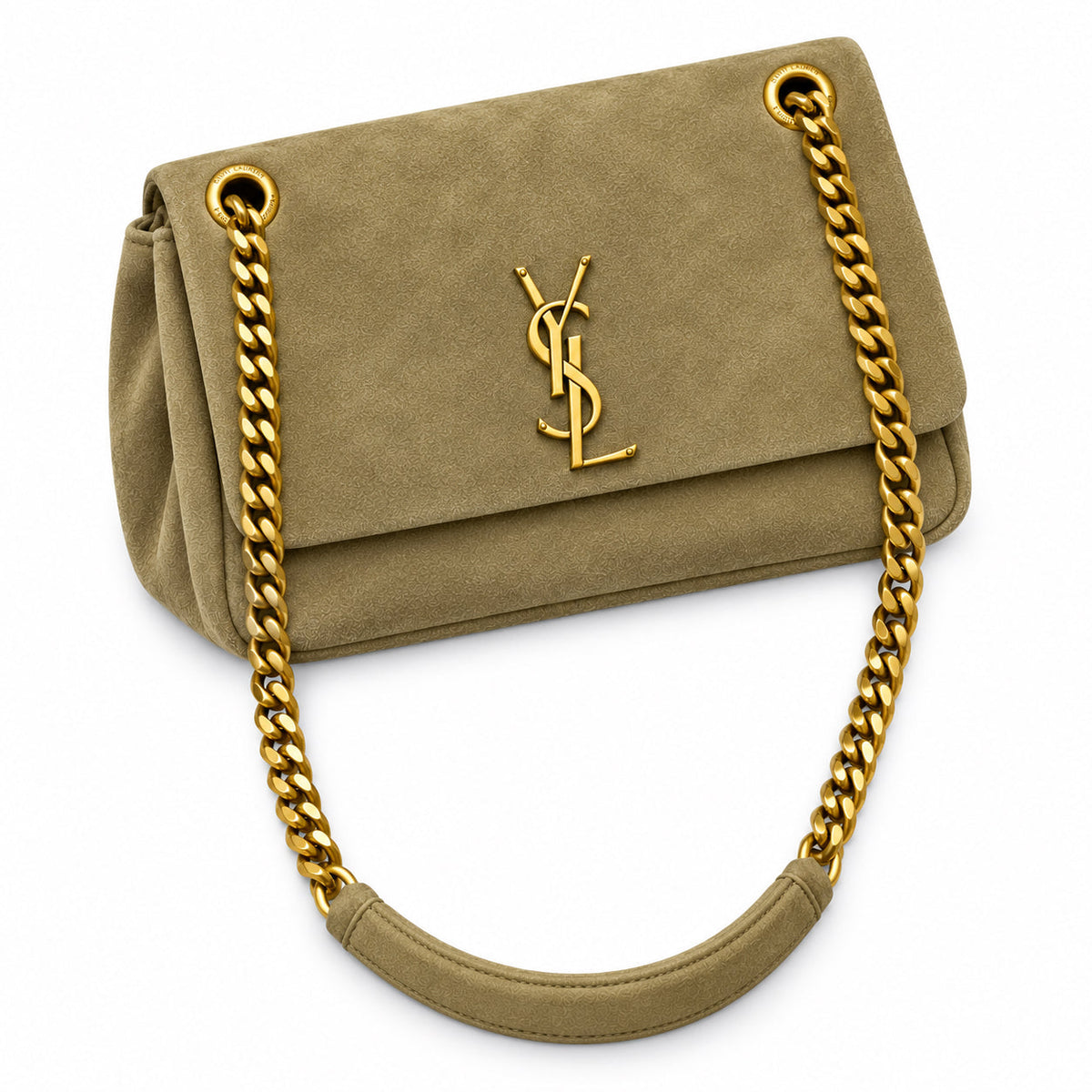 YSL Saint Laurent Calypso Suede Bag – Sage