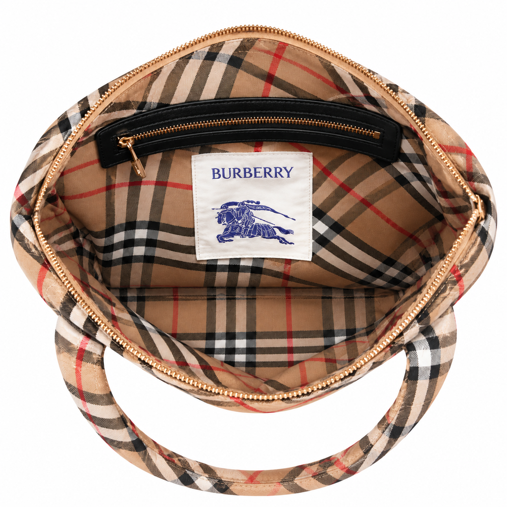 Burberry Beige Check Shoulder Tote