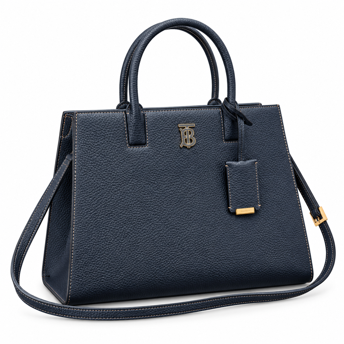 Burberry Navy Leather TB Tote Bag
