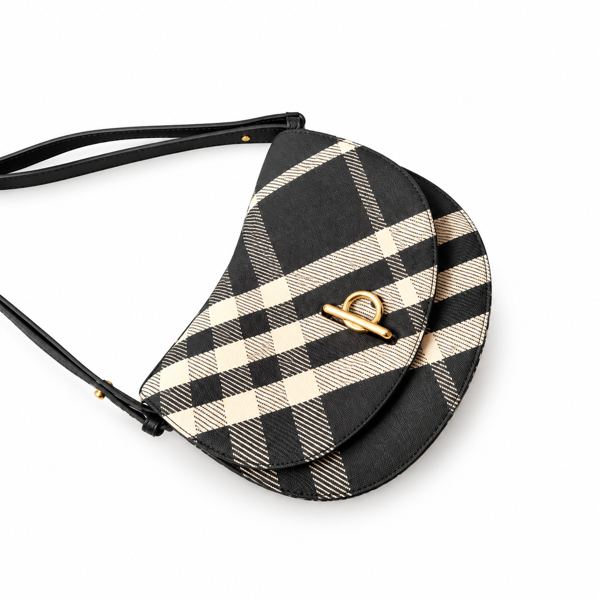 Burberry Black Check Saddle Bag