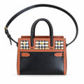 Burberry Black Check Panel Tote Bag