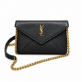 YSL Saint Laurent Gaby Envelope Bag in Black Grained Leather