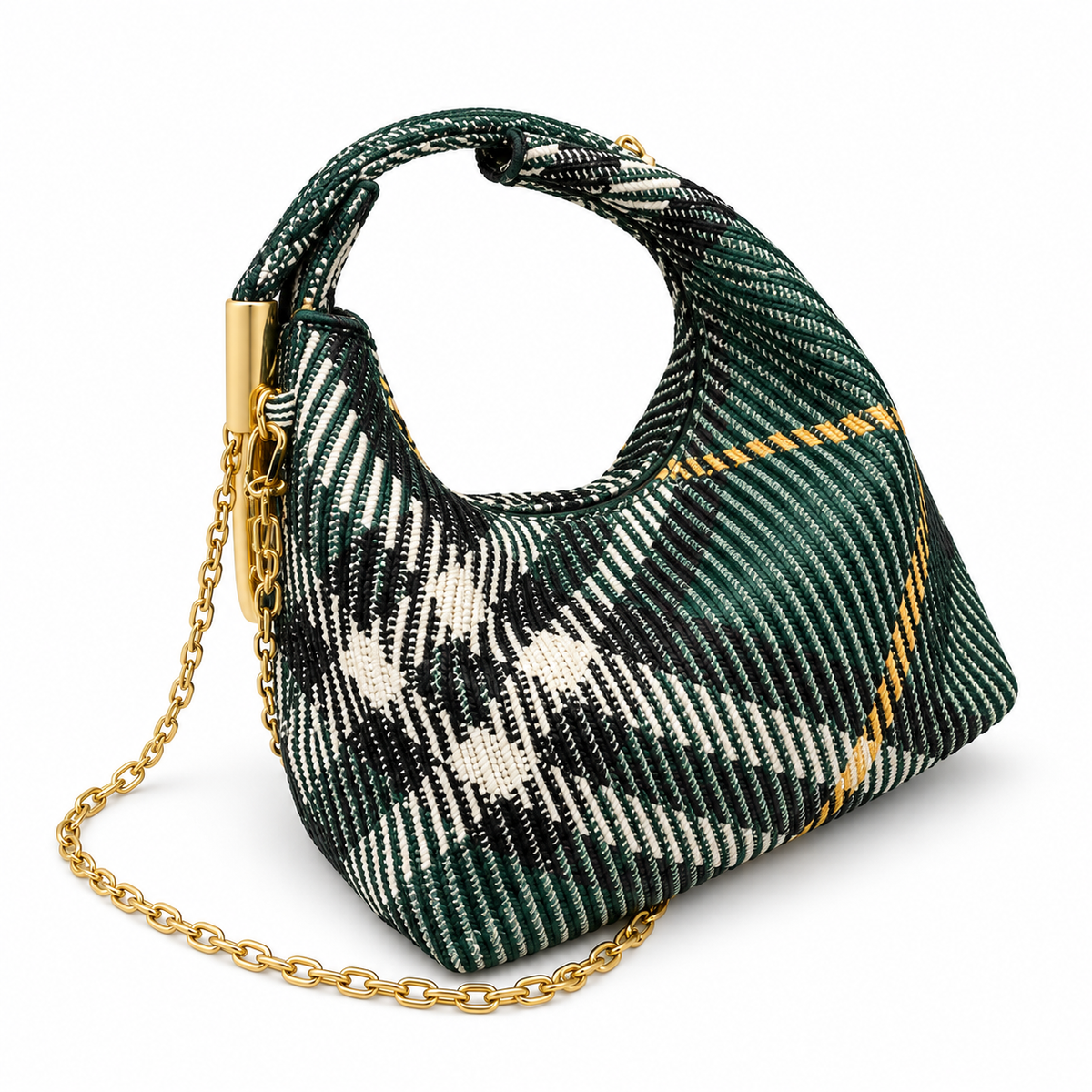 Burberry Woven Check Chain Shoulder Bag