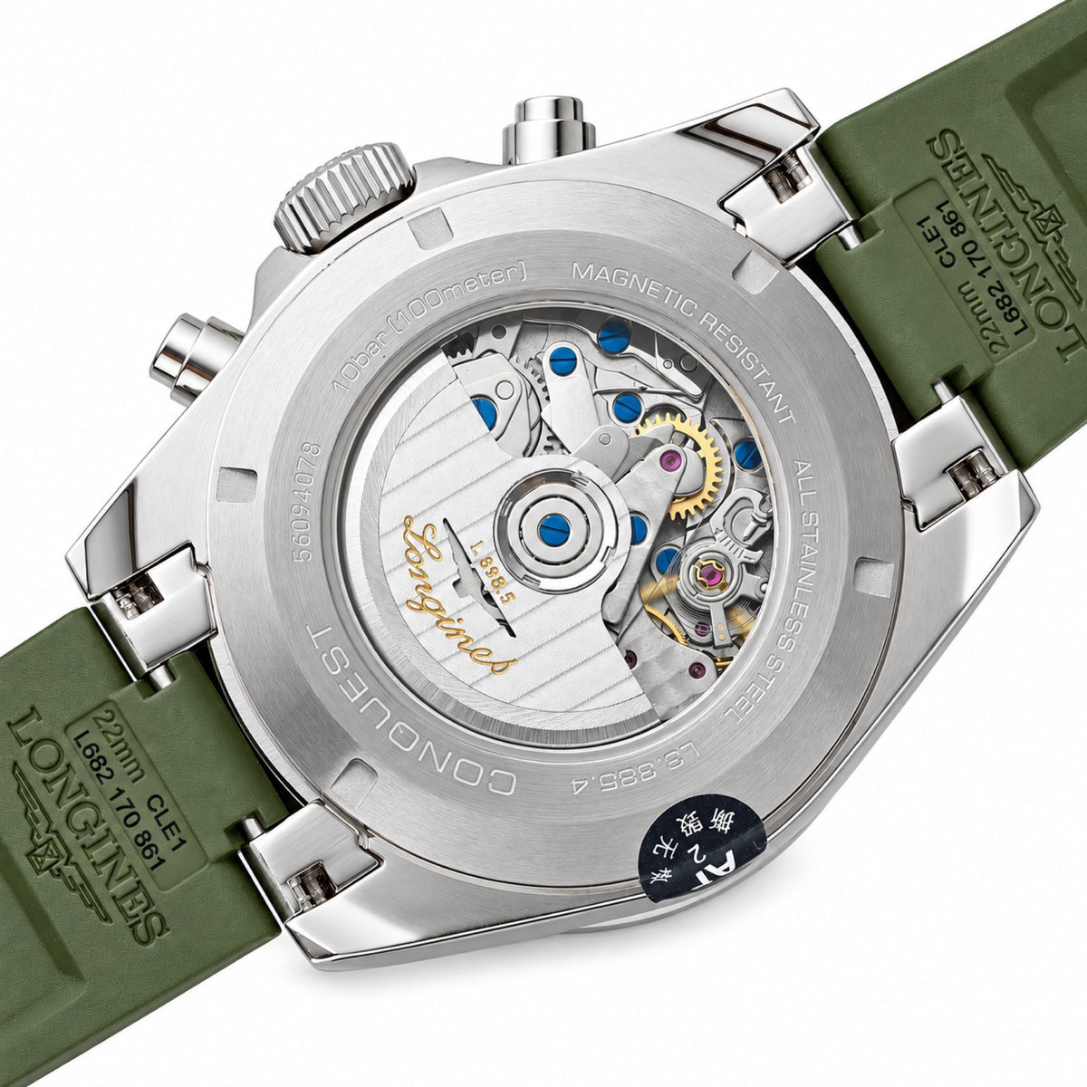 Longines Conquest Automatic Chronograph White Dial Green Bezel