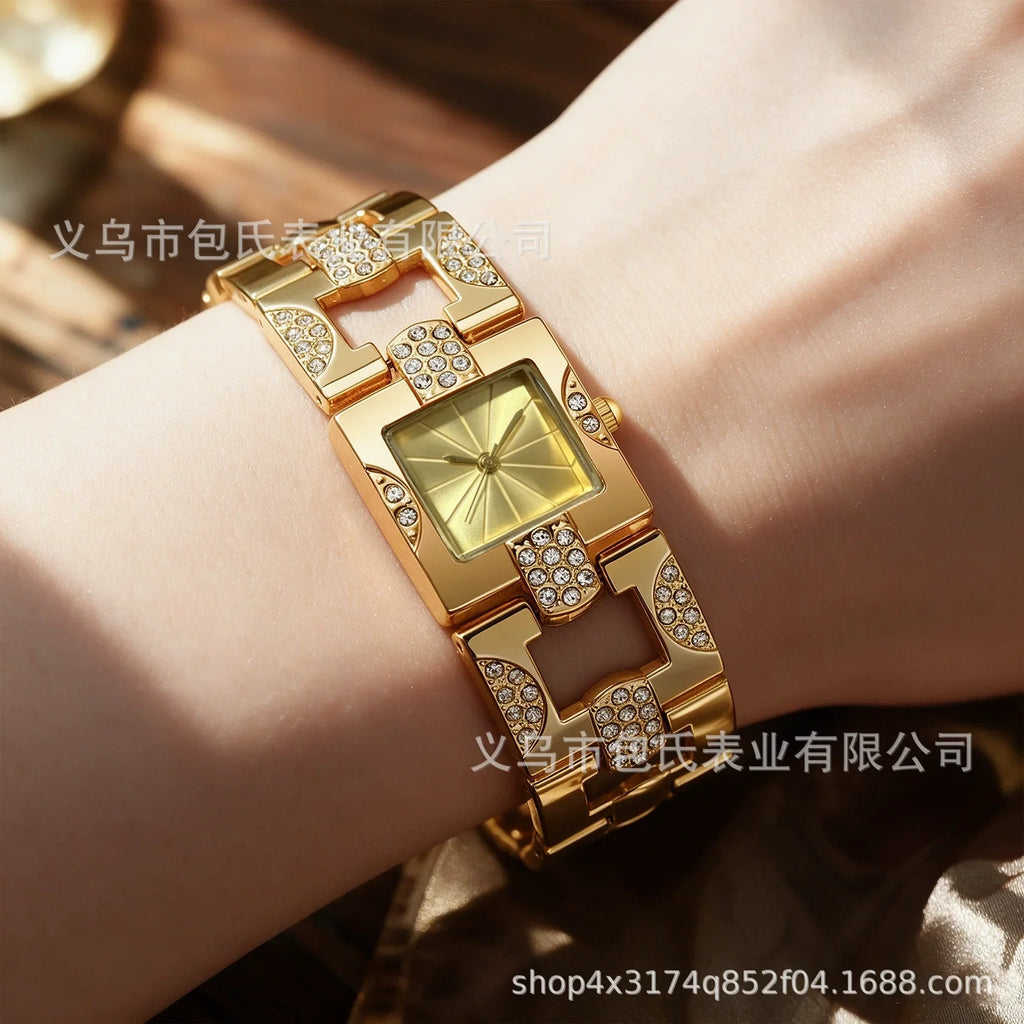 Women's Square Crystal Bracelet Watch – Silver Diamond Links