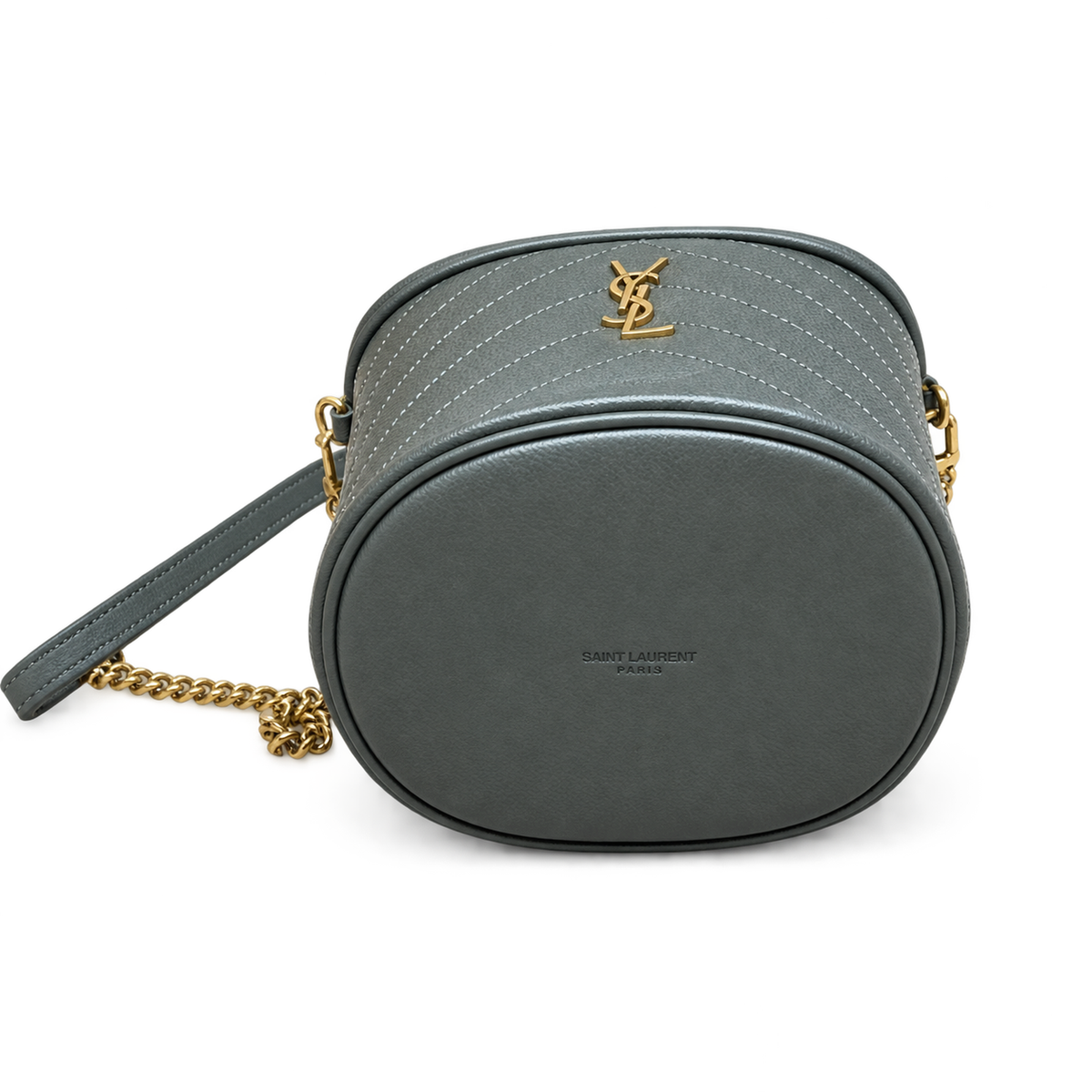 YSL Saint Laurent Gaby Bucket Bag in Khaki Quilted Leather